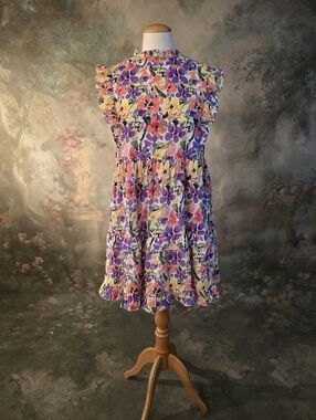 Jodifl Ruffled East Coast Tiered Floral Babydoll Mini Dress  S